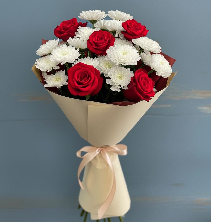 Букет цветов из: Розы и Хризантемы в Янауле