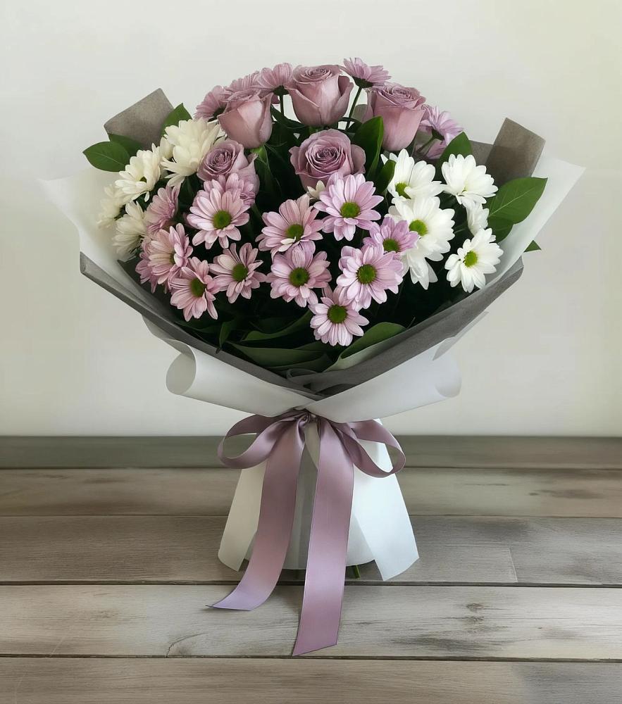 Букет цветов из: Хризантемы и Розы в Янауле