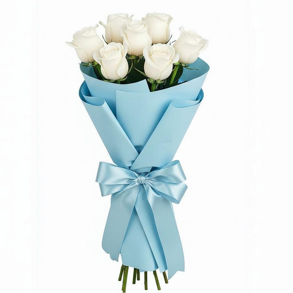 Букет 7 белых роз Проуд в Янауле