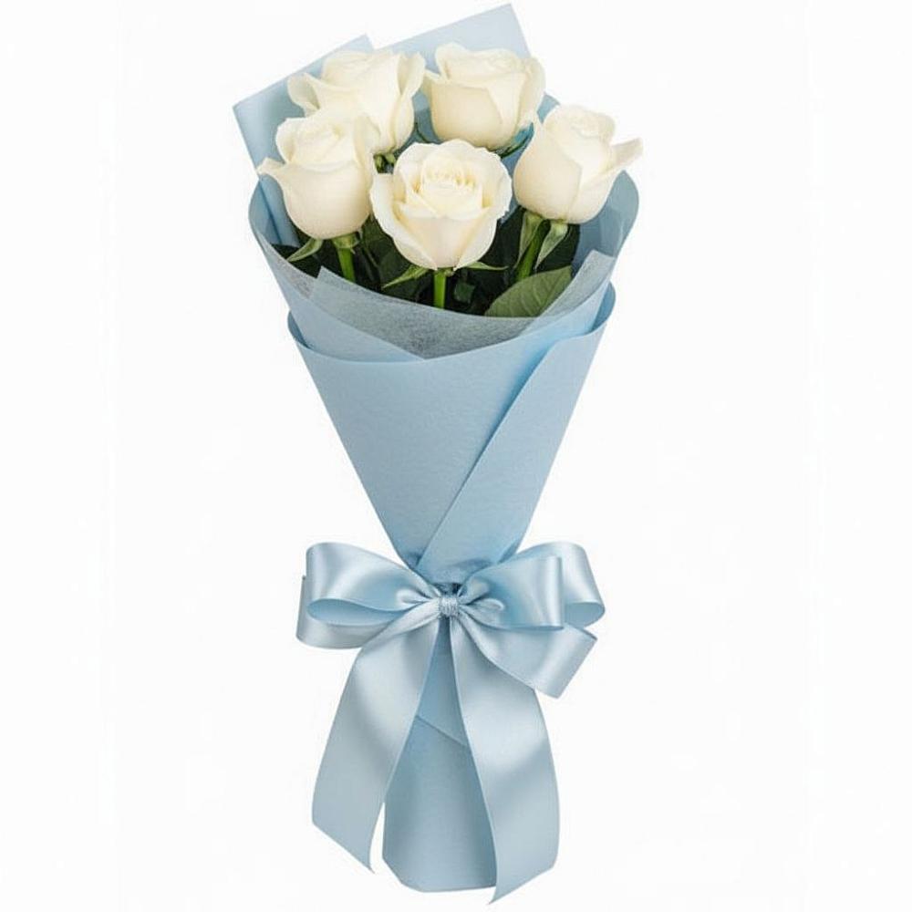 Букет 5 Белых роз Проуд в Янауле