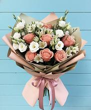 Букет цветов из:  Розы, Альстромерии и Лизиантусы #REPLACE_PRED# Янауле