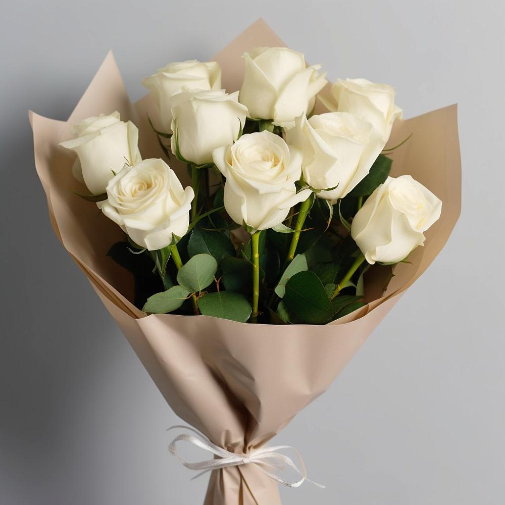 Букет 9 Белых роз Эдлесс Лав в Янауле