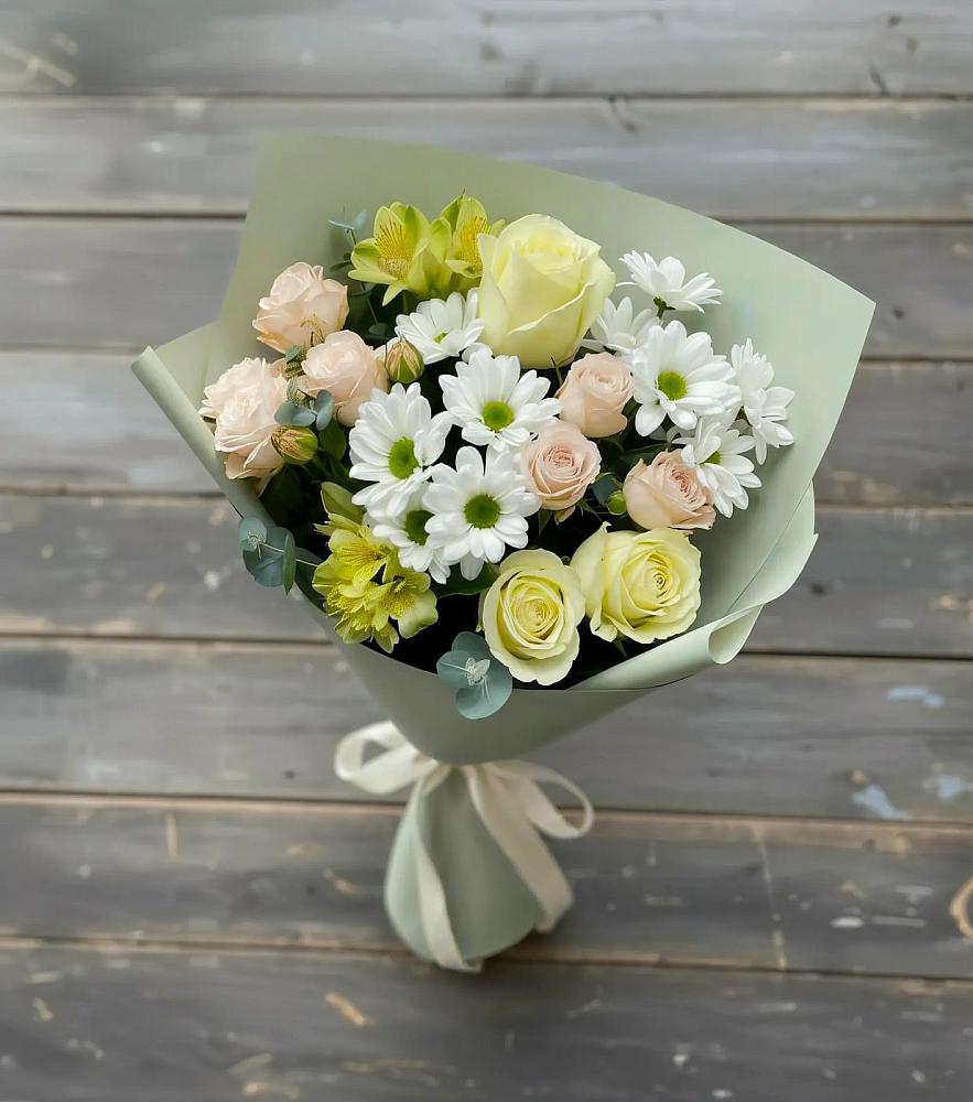Букет цветов из: Альстромерии, Розы и Хризантемы в Янауле