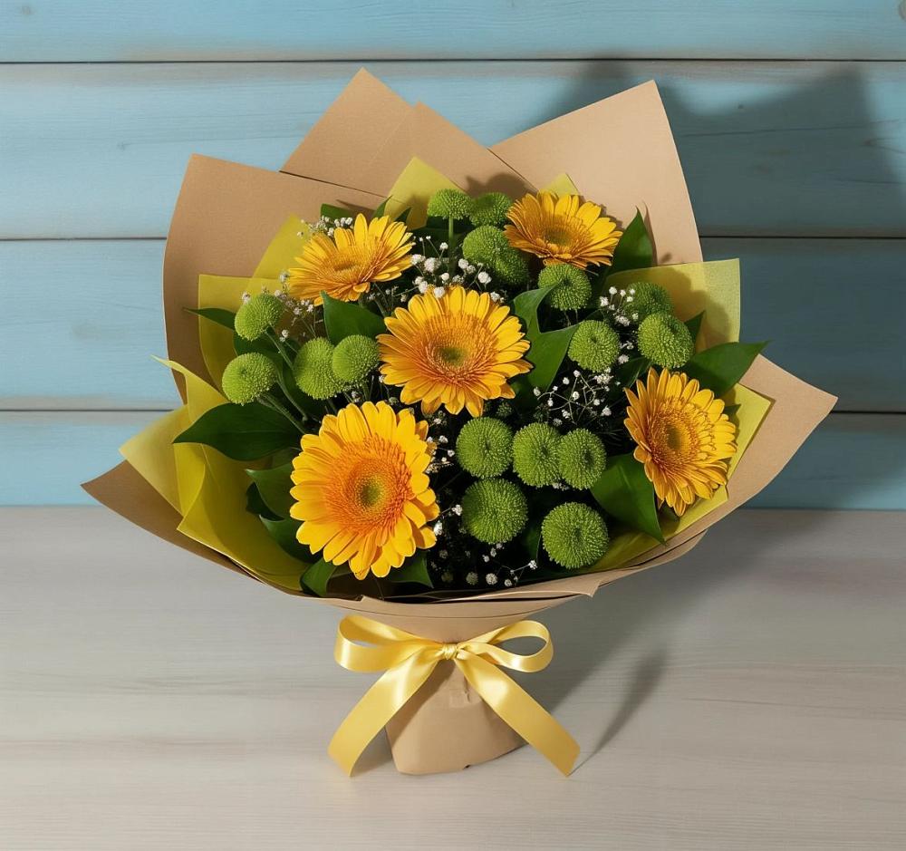 Букет цветов из: Герберы и Хризантемы в Янауле