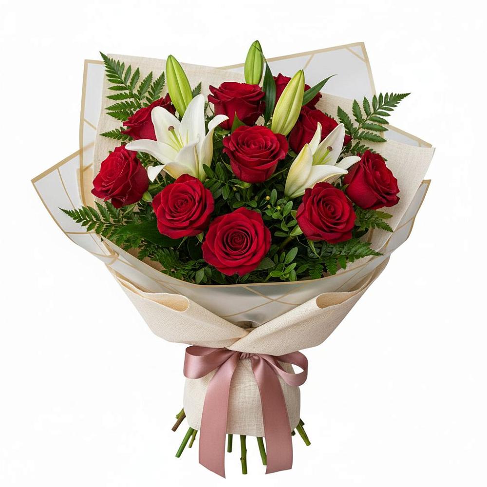 Букет цветов из: Лилии и Розы в Янауле