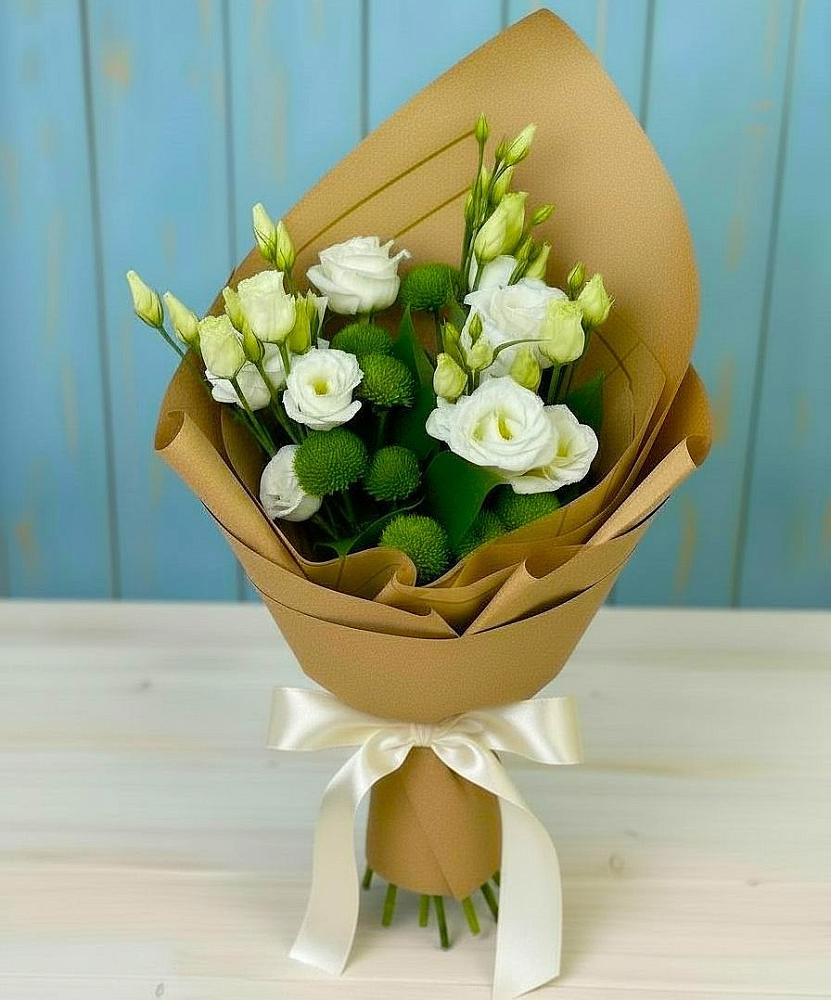 Букет цветов из: Хризантемы и Лизиантусы в Янауле