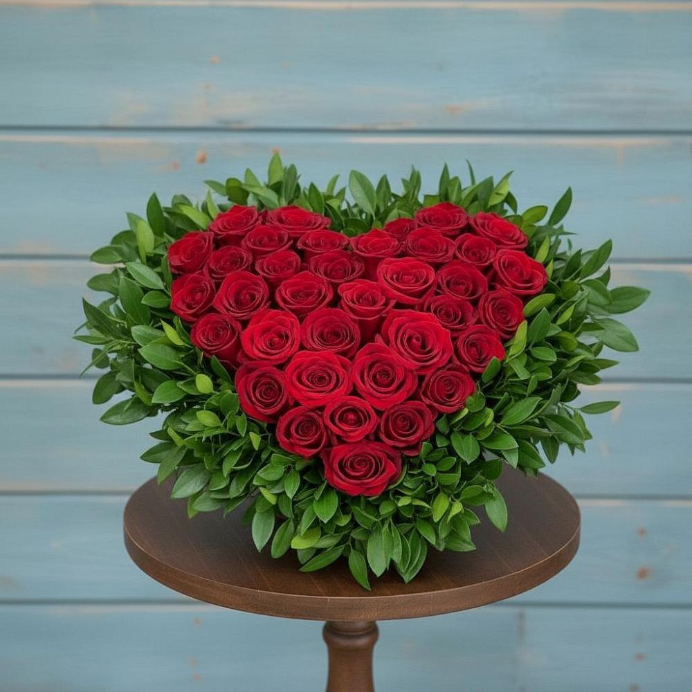 Цветочная композиция из Розы в виде сердца в Янауле