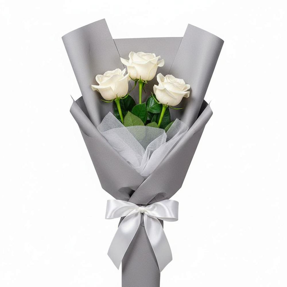 Букет 3 белые розы в Янауле