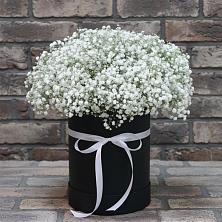 Цветочная композиция из Гипсофила в шляпной коробке в Янауле